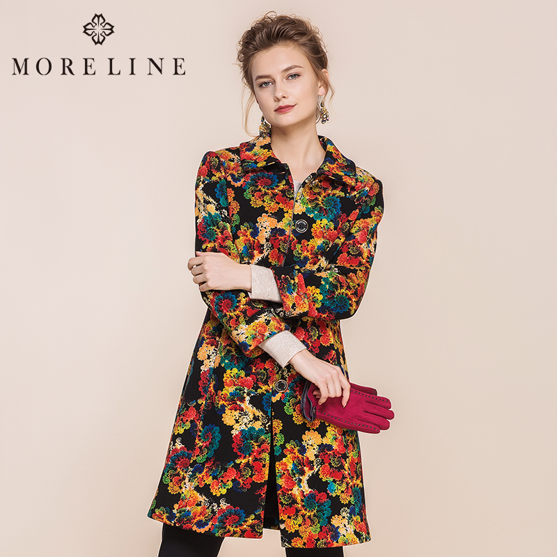 Lập MORELINE Hoa Mộc Lan mùa xuân nữ Trim Slim Age-Giảm In Medium-Length Trench Coat