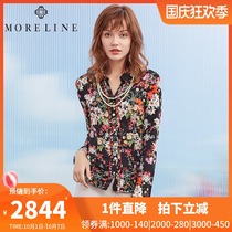 Mulan long-sleeved printed shirt female spring and autumn retro Hong Kong flavor coat ladies design sense niche Hong Kong shirt