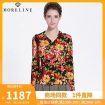 Mulan spring and autumn 2021 new printed top womens shirt middle-aged long-sleeved shirt fashion foreign mother