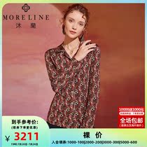 MORELINE Mulan mall with the same spring dress Long sleeves womens clothing V neckline with a slim printed shirt