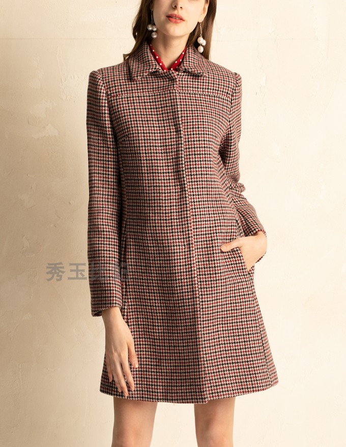 Ngực nặng khuyến nghị 18 mùa đông dày hai mặt len ​​houndstooth mỏng phần dài áo khoác len nữ áo bomber nữ