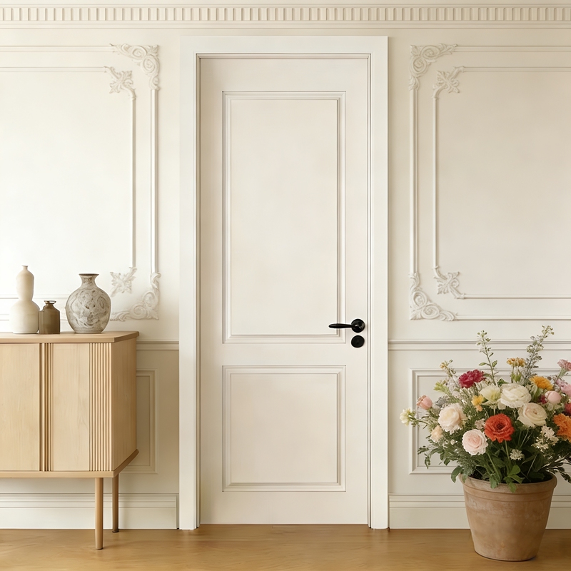 American-Style Bedroom Door, Solid Wood Composite Lacquered Room Door, Interior Door, Household Solid Wood Door, White Cream Style Set Door