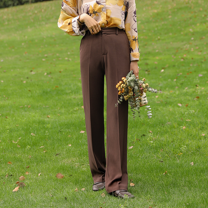 Recessed styling ~ fracking retro wind ~ light and thin pituitary pants high waist casual long pants wide-legged pants woman