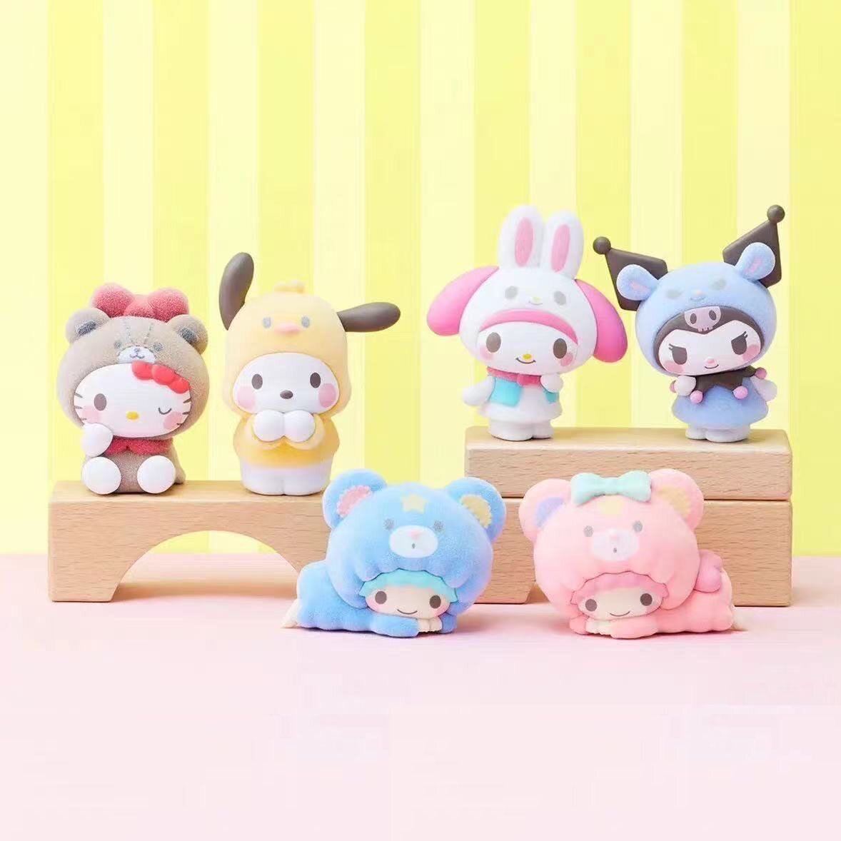 Bandai Food Play Санрио Кросс-дрессинг флокирующая кукла Хелло Китти Мелоди Куломи Джемини Коробка для украшений Яйцо Изображение 1