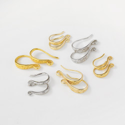 14K 골드 컬러 리테이닝 패턴 이어 후크 이어 스터드 수제 DIY