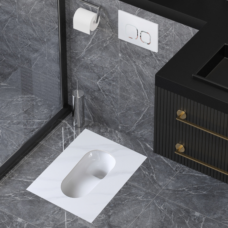 In-Wall Squat Toilet with Hidden Automatic Smart Sensor Water Tank for Public Restroom Flushing Tank