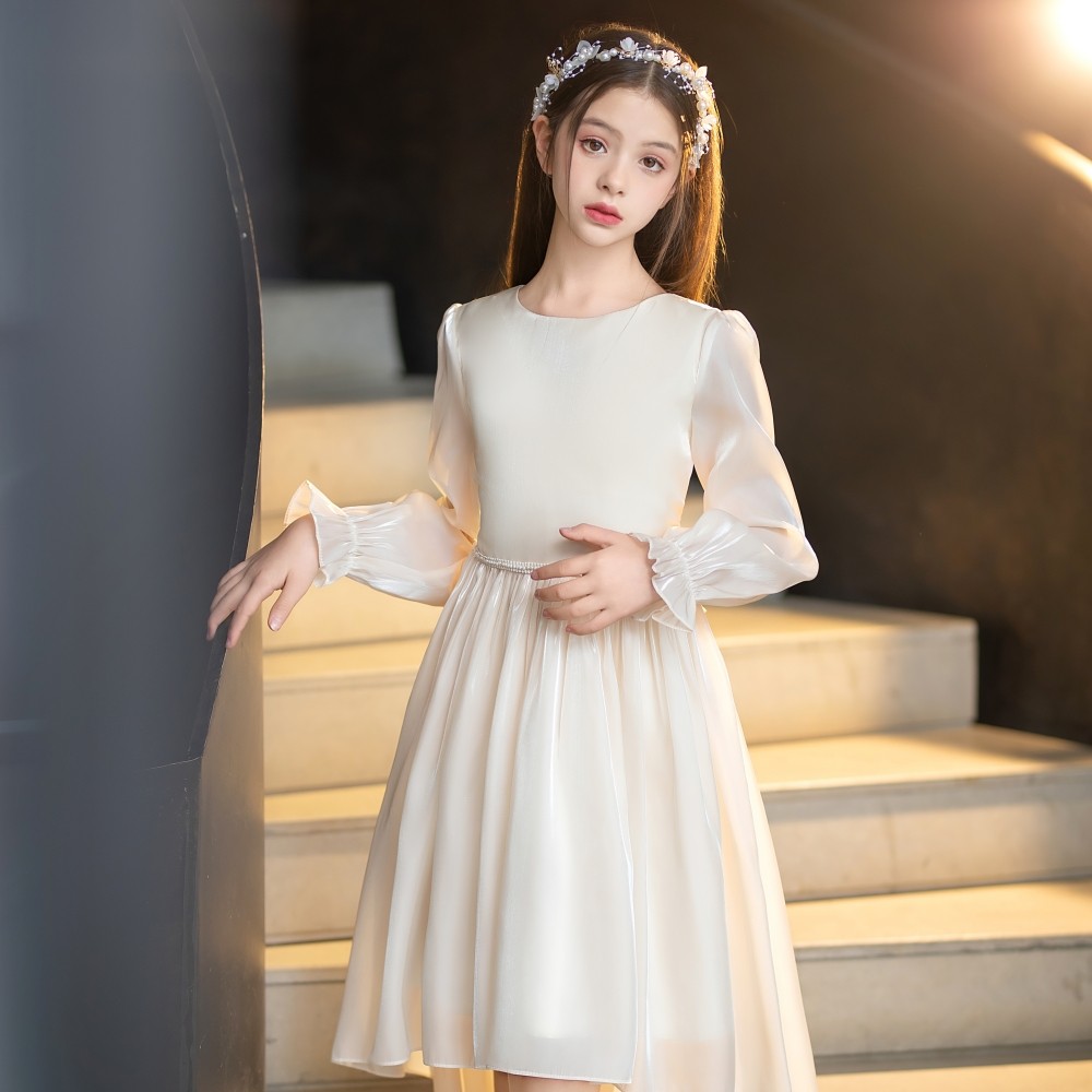 Girls' long-sleeved formal dress, a must-have for piano recitals, violin  performances, and hosting