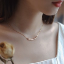 Smile little pearl necklace female summer choker design sense minority light luxury simple Sterling Silver does not fade 2021 New