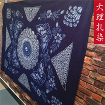 Yunnan Dali Bai handmade tie-dyed long-square table tablecloth National Wind Dust cover cloth cotton blue dyed tablecloth