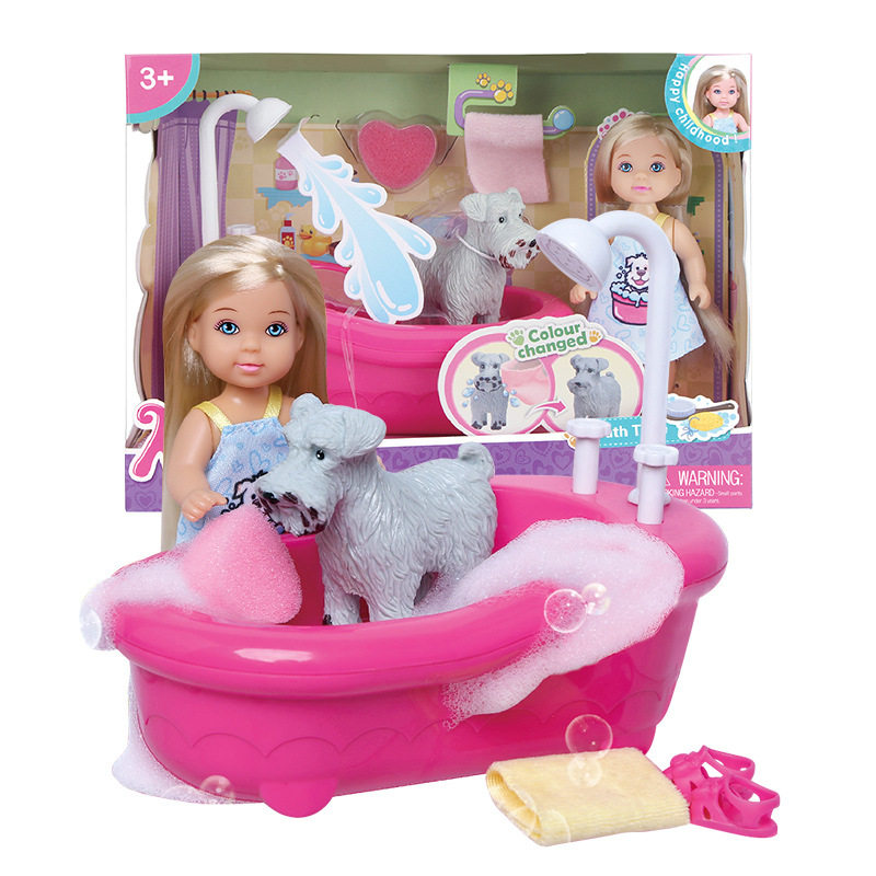 Genuine An Qiqi Princess Doll Simulation 3-7 years old princess bathroom set gift box children's home toys
