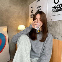 LIL CHER round neck wool sweater womens 2021 spring and autumn new loose inner solid color sweater base shirt