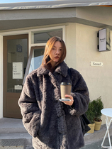 LIL CHER cotton wool coat womens winter Korean version of loose short thick casual Joker rabbit plush coat