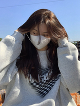 LIL CHER Love Sweater women Autumn Winter lazy wind oversize Korean loose casual plus velvet thick top