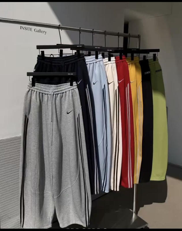 Maomao Two-Stripe Casual Curved-Leg Pants for Women 2026 New European and American Style Loose Slimming Drawstring Sports Pants 2783
