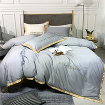 Light and luxurious 60 long suede cotton four pieces full cotton pure cotton high-end atmosphere American bed sheet Quilts Yoon Satin Bed