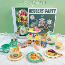 Child Emulation Cake Dessert Tabby Afternoon Tea Over Home Kettle Food Dinner Plate Coffee Maker Girl Toy Suit