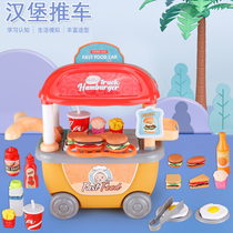 Children Burger Small Cart Toy Kitchen Over Home Shopping Cart Ice Cream Candy Cart Sale Ice-cream Cart Suit