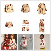 Sweden mini with the same paragraph 2019 autumn and winter new childrens parrot print sweater pants baby zipper shirt dress