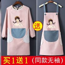 Long-sleeved apron household kitchen waterproof and oil-proof cute Japanese cooking coat adult womens new 2020 explosion