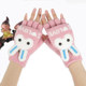 Autumn and winter children's gloves half-finger flip-up woolen warm children's writing cute cartoon boys and girls fingerless winter