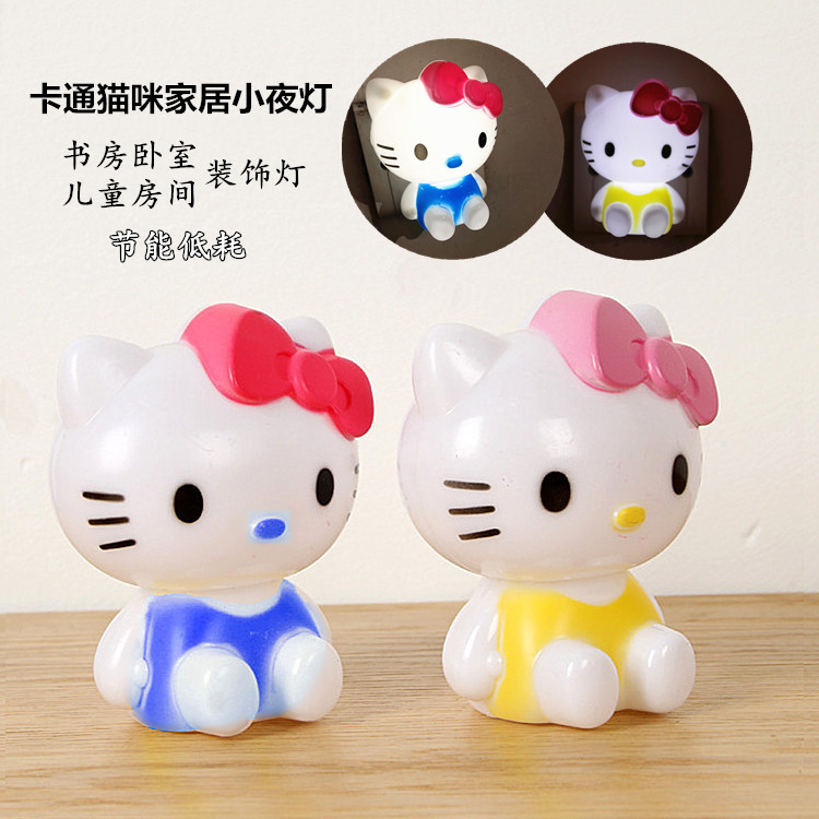 Cartoon Kitty with switch LED Home Small night light Book room Bedroom Children's room Decorative Lights Energy Saving Low Consumption