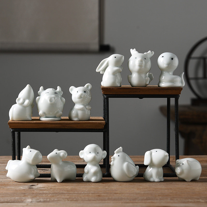 Tea spotting piece boutique can raise green porcelain 12 zodiac mini cute tea set table ceramic tea playway spare parts