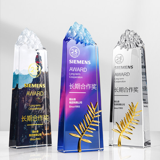 New Color-Printed Crystal Mountain Peak Medal Creative Trophy for Climbing Peaks, Annual Meeting Team Award, Mountaineering Association Trophy