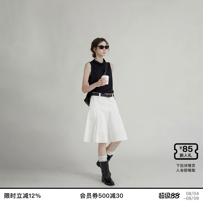 Veega Chic Spring/Summer 100% Cotton Twisted Commuting Craft High Neck Sleeveless Top Vest Blouse