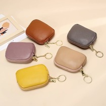 Genuine leather texture hand-held zipper small wallet womens leather mini bag storage key bag card holder coin coin purse