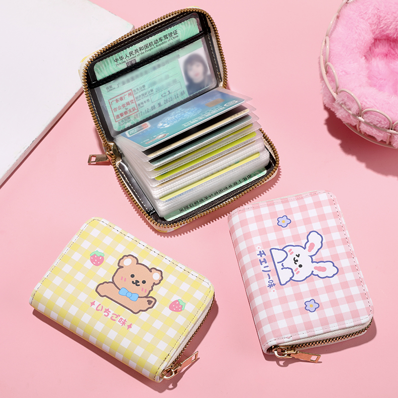 2026 New Soft Girl Style Cute Cartoon Card Holder with Large Capacity, Multiple Card Slots, Anti-Degaussing, Coin Purse and Driver's License Holder in One
