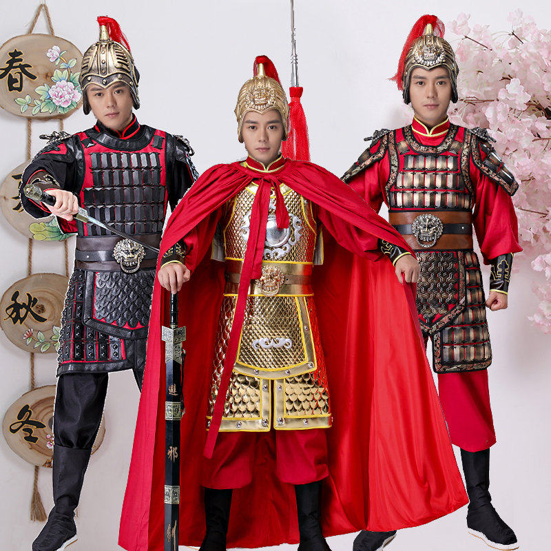 古装将军金盔甲戏服舞台演出服装 古代士兵戏服民族风服饰舞台演出适用