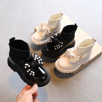 2021 autumn new childrens shoes wholesale girls bow casual fashion boots baby mirror leather shoes tide