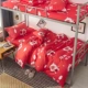Net màu đỏ phần ga trải giường chăn ba mảnh giường sinh viên ký túc xá giường đơn giường đôi phù hợp với bốn mảnh - Bộ đồ giường bốn mảnh