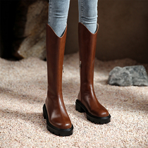 Lavard version of beauty flip ~ new thick bottom western cowboy boots female though knee-length boots knight boots 4cm