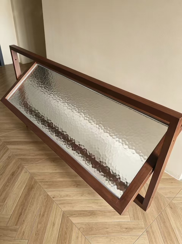 Wood Grain Color Aluminum Alloy Skylight, Darkroom Ventilation Window, Square Center Axis 360-Degree Rotating Skylight, Anti-Peep Glass