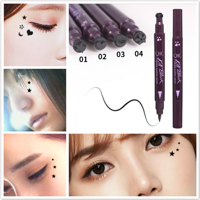 Hình xăm con dấu sao mô hình trái tim con dấu đôi mắt dòng lỏng bút không thấm nước mồ hôi- bút kẻ mắt bằng chứng kẻ mắt kiss me màu nâu