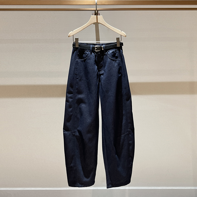 Light Luxury High-Waisted Retro Blue Straight-Leg Jeans for Women, 2026 Spring New Style, Elegant with Belt, Casual Scimitar Pants