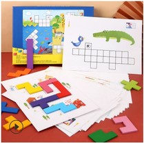 Childrens intellect launches brain-power thinking toy male girl baby Russia Tetris wood puzzle teaching aids