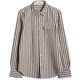 SOARIN American retro striped long-sleeved shirt men's Ami khaki heavy casual slim suit shirt winter