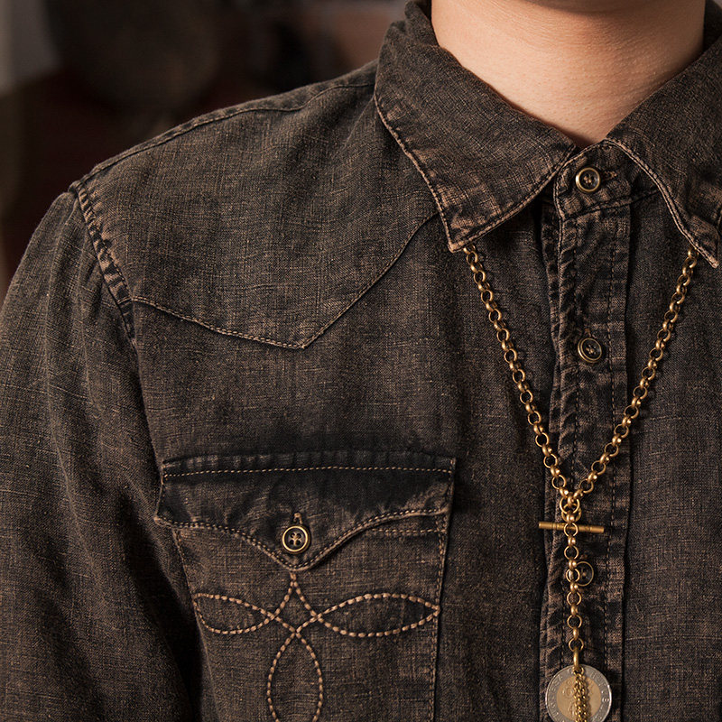 SOARIN original design British style linen shirt men's vintage retro casual shirt jacket inch shirt