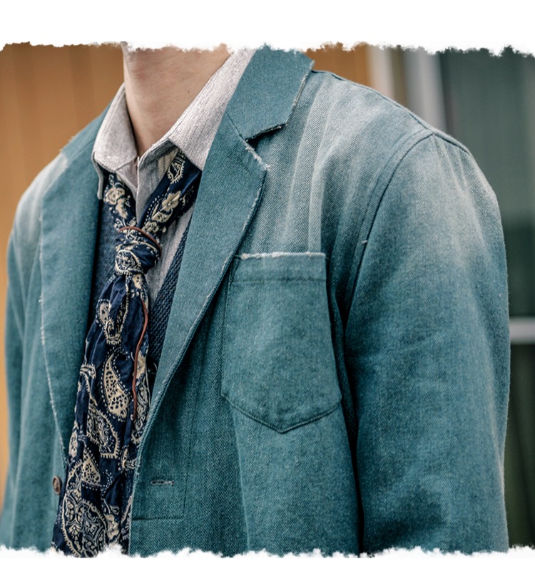 SOARIN áo sơ mi denim denim áo sơ mi Anh giản dị phù hợp với áo sơ mi cổ áo để làm cũ mặc áo sơ mi thủy triều - Cao bồi quần áo nam hàng hiệu	