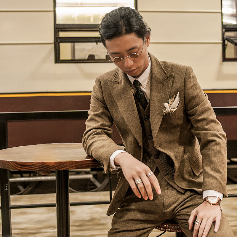 SOARIN Inron wind retro wool small suit Men's business gentleman casual workout single suit jacket tide