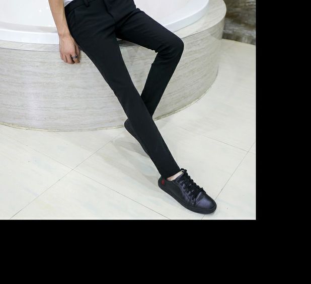 Mạng xã hội màu đỏ cộng với nhung dày chân quần nam nhà tạo mẫu tóc thủy triều Phiên bản Hàn Quốc của chiếc áo dài bó sát tự phục vụ mùa đông quần âu quần thể thao