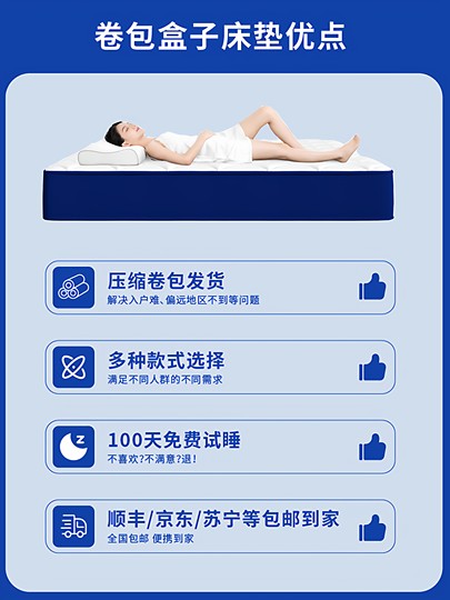 Vacuum compressed roll box mattress spring latex thick 20cm Simmons memory foam home bedroom hard mattress