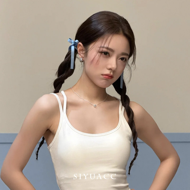 赵今麦同款蓝色蝴蝶结发夹女甜美芭蕾风丝带飘带发卡可爱头饰发饰