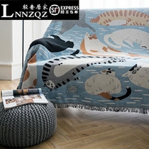 Cat sofa cover sofa towel Nordic sofa cover abstract four seasons washable cotton sofa cover universal cover towel