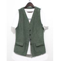 Spring and Autumn 2021 New Slim retro corduroy short vest womens fashion sleeveless waistcoat small cardigan jacket