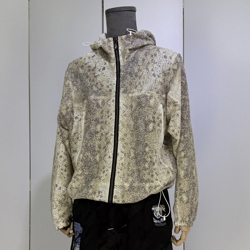 Trendy Gold-Threaded Summer Men's Jacket with Three-Dimensional Tailoring, Vintage Linen, Sun-Protection Fashion Jacket, Street Style Runway Coat