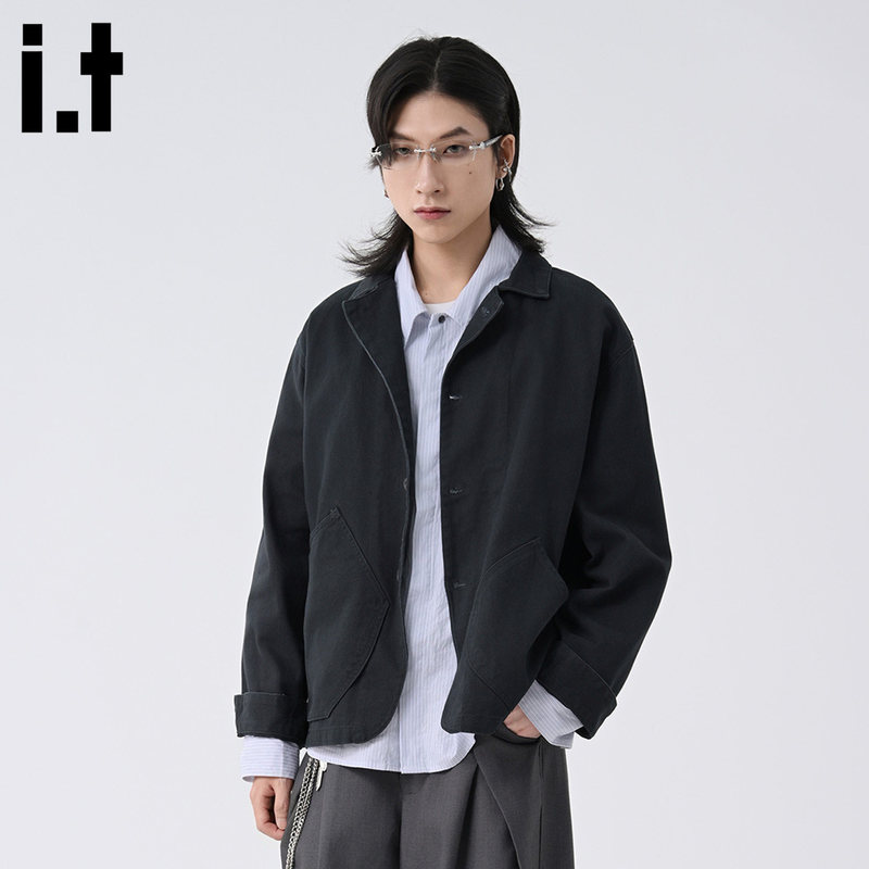 Official Genuine Mrakeai Kyyds Mk Dark Blue Design Long-Sleeved Thin Lapel Jacket Men's Style 20