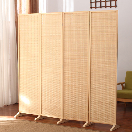 Chinese-style bamboo screen partition wall living room bedroom folding mobile push-pull folding screen curtain modern minimalist shelter home